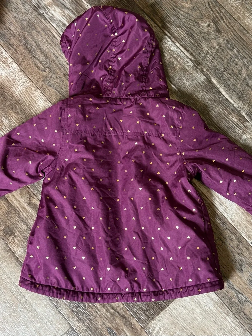 Carter's Maroon Hooded Jacket with Gold Heart Accents